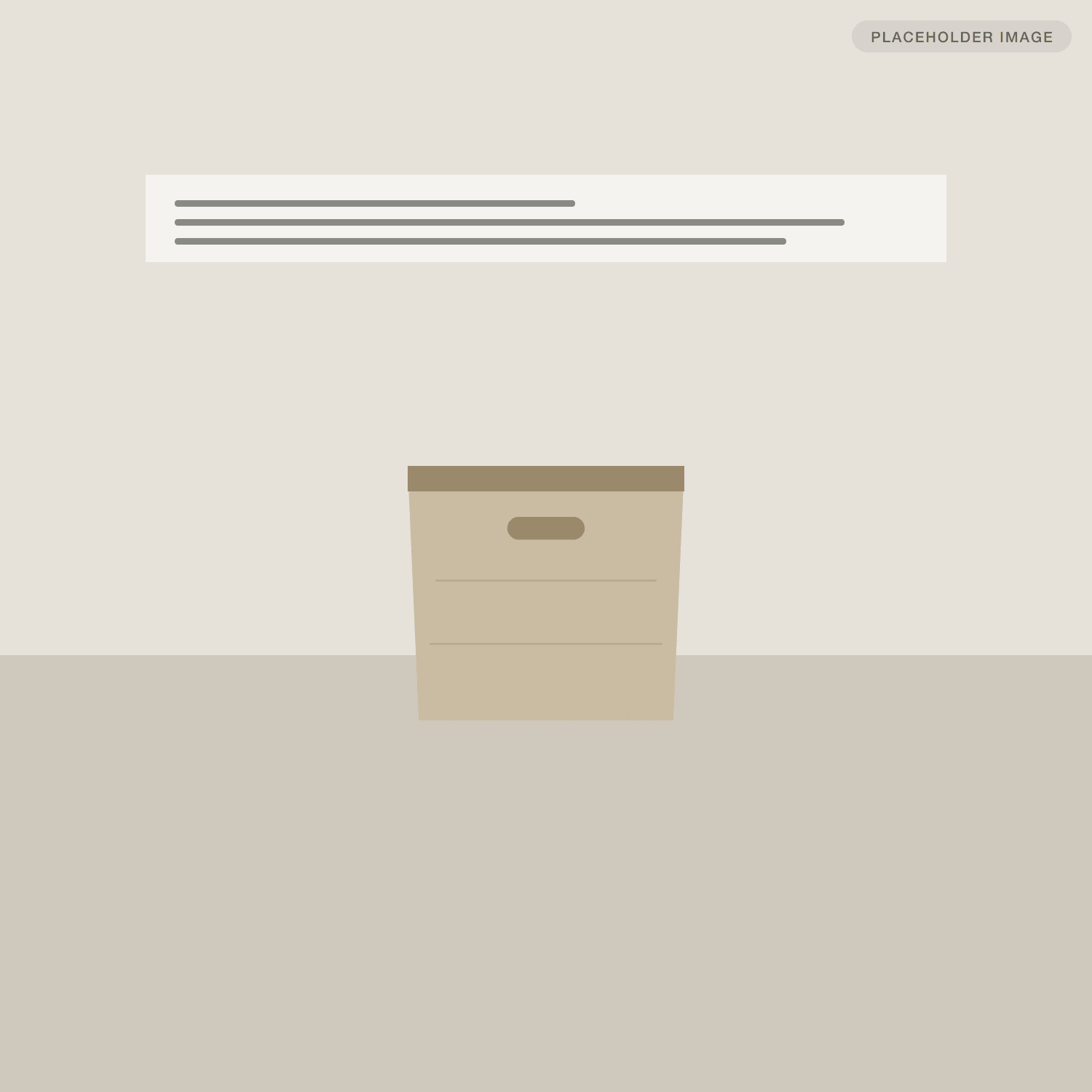 Original lifestyle image: a single bin small on a beige floor with a faint text banner above it.